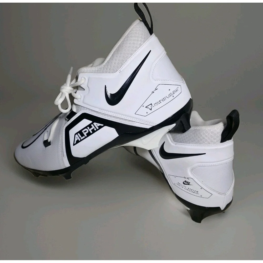 Nike Alpha Menace 3- Mens Sz 18. Shark White Black Football Cleats DM1788 103